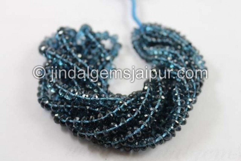 London Blue Topaz Far Faceted Roundelle Shape Beads