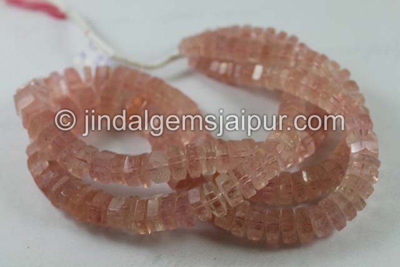 Peach Morganite Step Cut Roundelle Beads