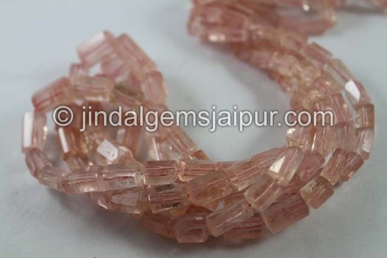 Peach Morganite Far Step Cut Cylinder Beads