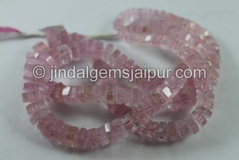 Pink Morganite Step Cut Roundelle Beads