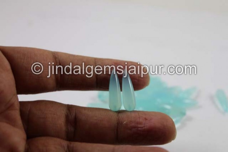 Aqua Chalcedony Smooth Drops(Half Drill)
