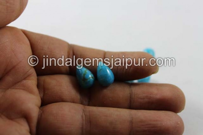 Natural Turquoise Smooth Drops(Half Drill)