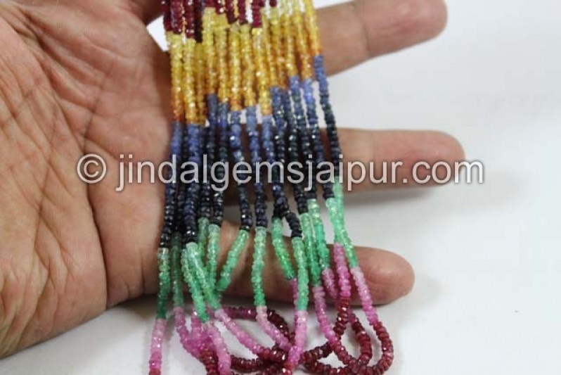 Multi Precious Faceted Roundelle Beads