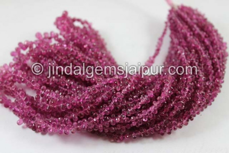 Rubellite Faceted Drops Beads