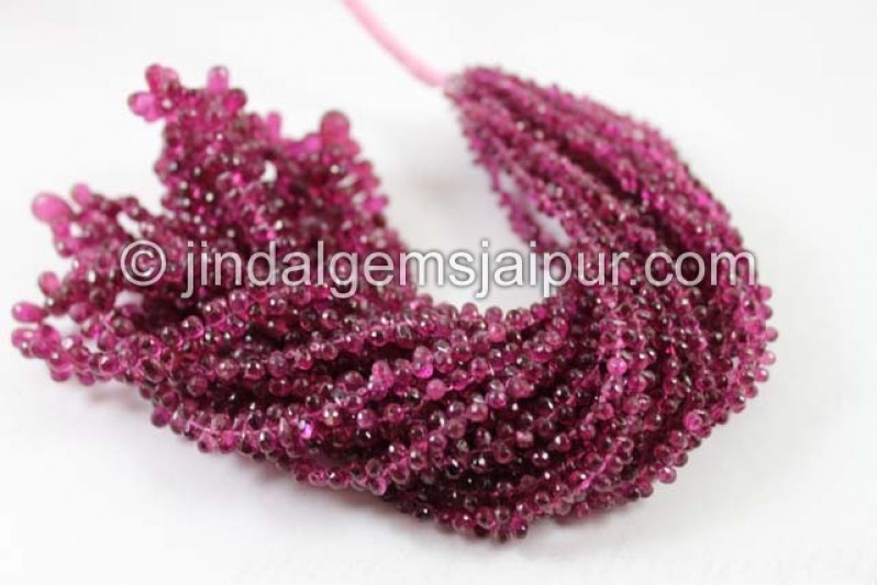 Rubellite Tourmaline Faceted Drops Shape Beads