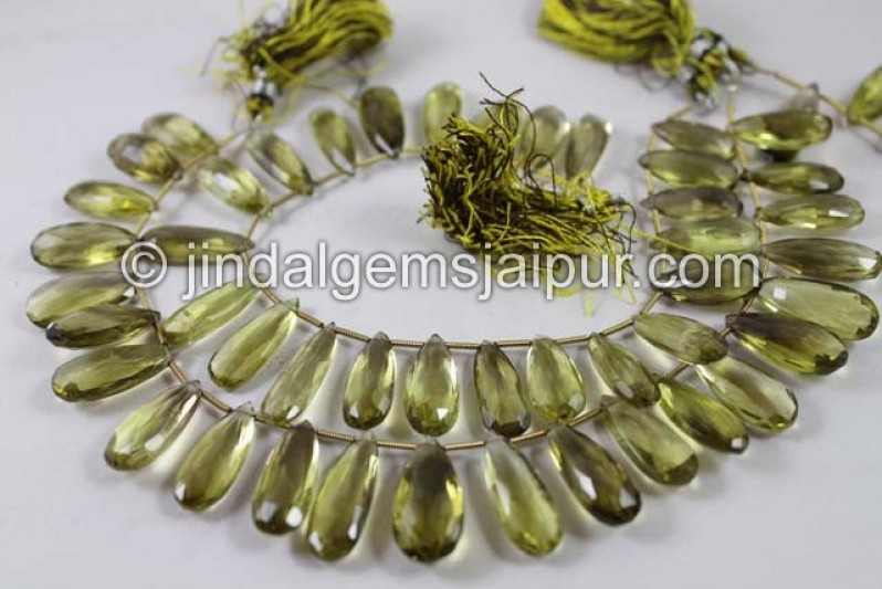 Bi Lemon Quartz Faceted Elongated Pear Beads