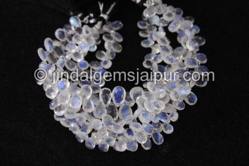 White Rainbow Far Faceted Pear Shape Beads