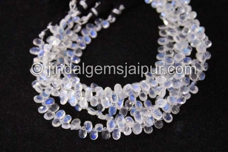 White Rainbow Faceted Pear Beads