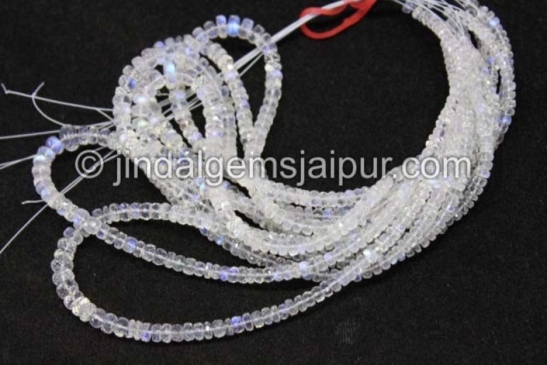 White Rainbow Faceted Roundelle Shape Beads