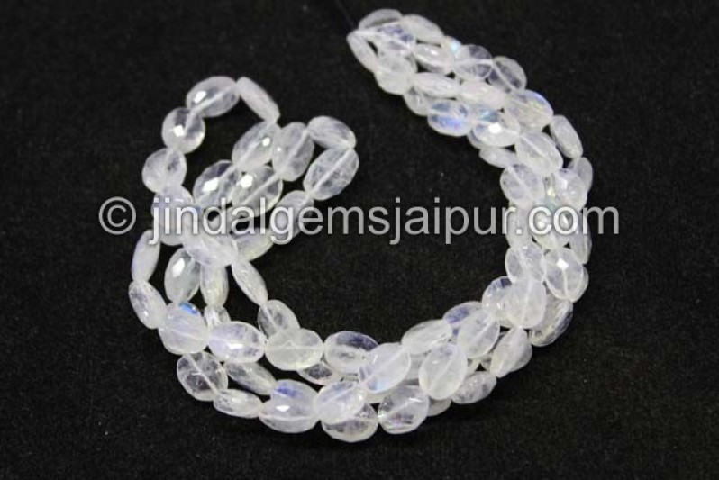 White Rainbow Faceted Oval Shape Beads