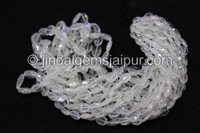 White Rainbow Faceted Oval Shape Beads