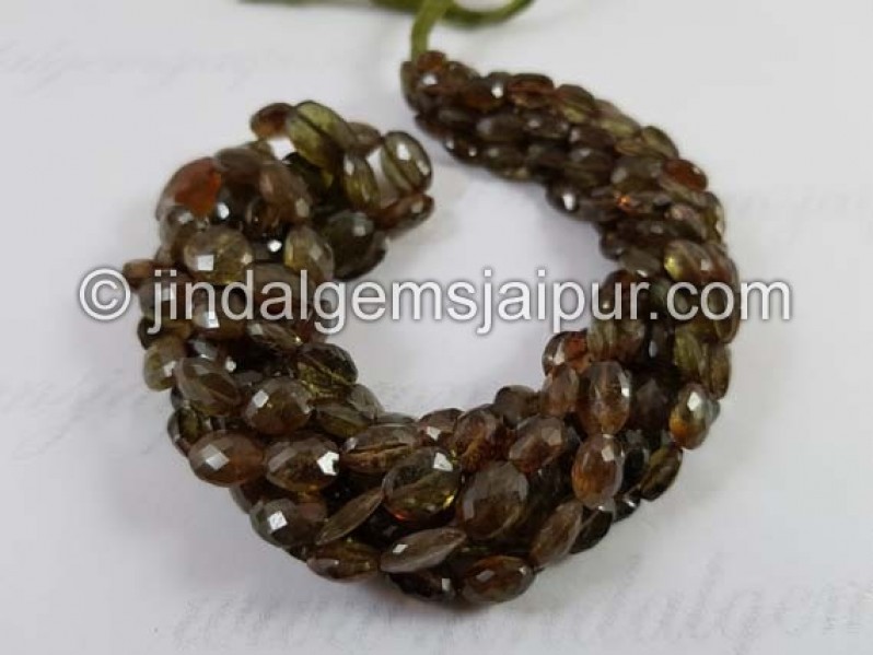 Green Andalusite Faceted Oval Beads