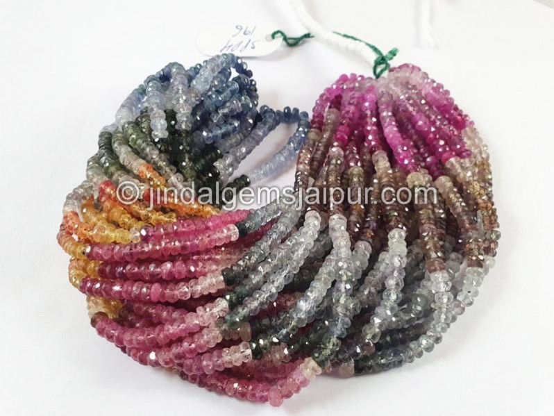 Multi Sapphire Faceted Roundelle Beads