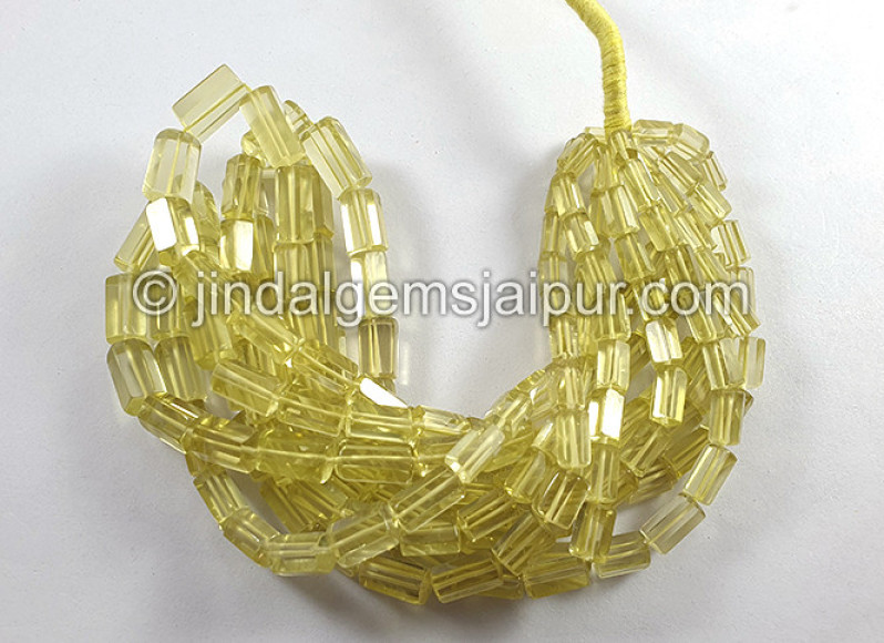 Lemon Quartz Step Cut Pipe Shape Beads
