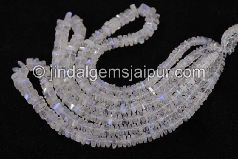 White Rainbow Step Cut Roundelle Beads