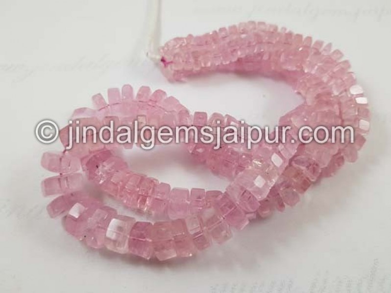 Pink Morganite Step Cut Roundelle Beads
