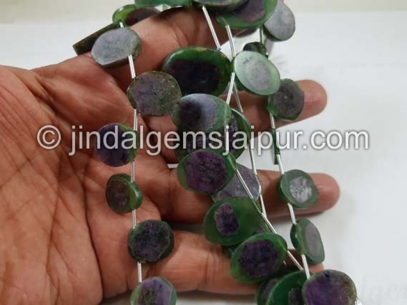 Watermelon Sapphire Far Smooth Slice Beads