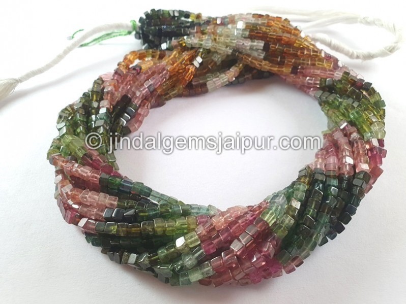 Tourmaline Smooth Cube Beads