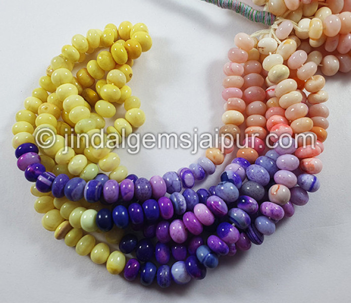 Multi Opal Dyed Smooth Roundelle Shape Beads