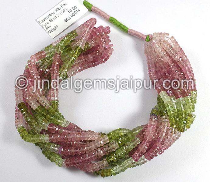 Pastel Tourmaline Faceted Tyre Shape Medium Beads