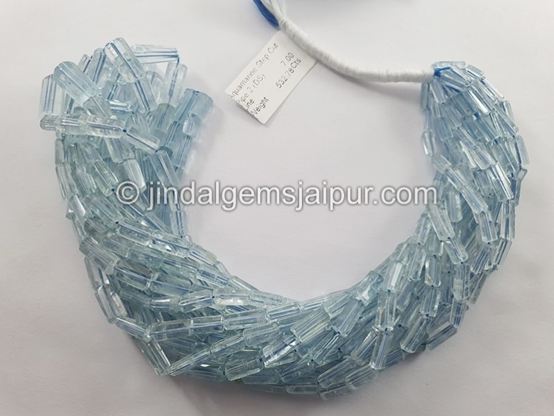 Aquamarine Step Cut Pipe Shape Beads