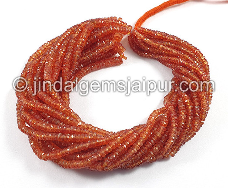 Orange Sapphire Faceted Tyre Shape Beads