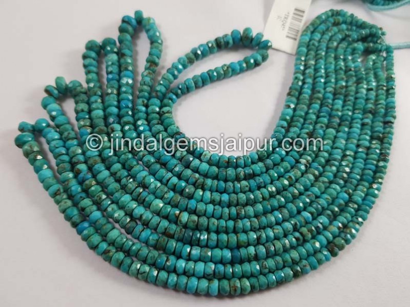 Natural Blue Turquoise Faceted Roundelle Beads