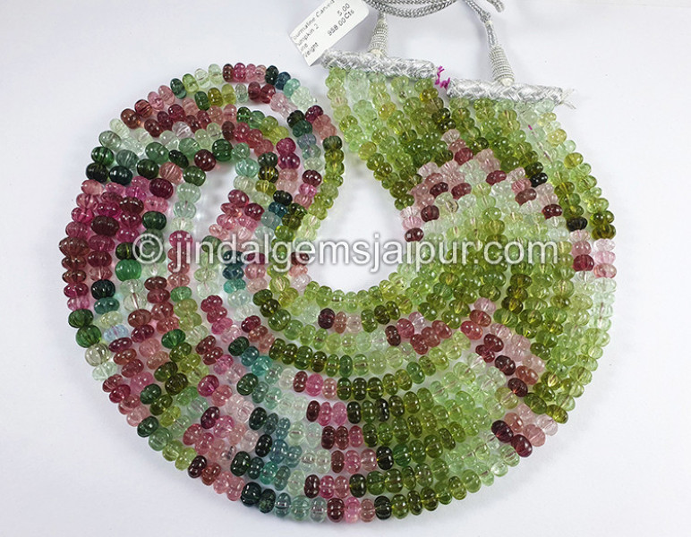 Tourmaline Carved Pumpkin Shape Beads