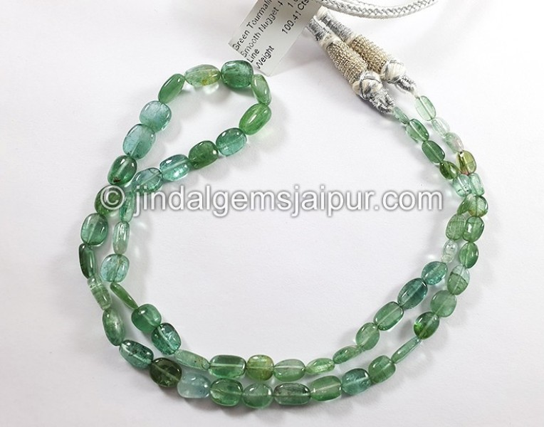 Green Tourmaline Smooth Nuggets Shape Beads