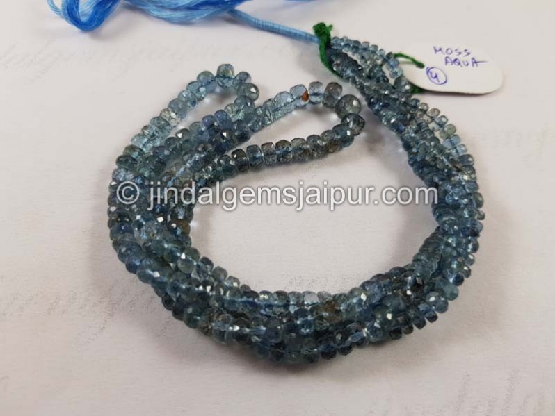 Santa Maria Moss Aquamarine Faceted Roundelle Beads