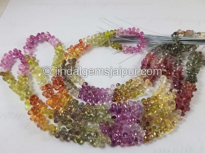 Multi Sapphire Faceted Drops Beads