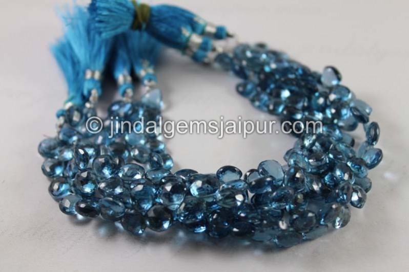 London Blue Topaz Faceted Heart Beads