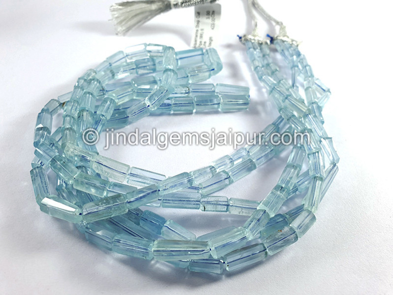 Aquamarine Step Cut Pipe Shape Beads