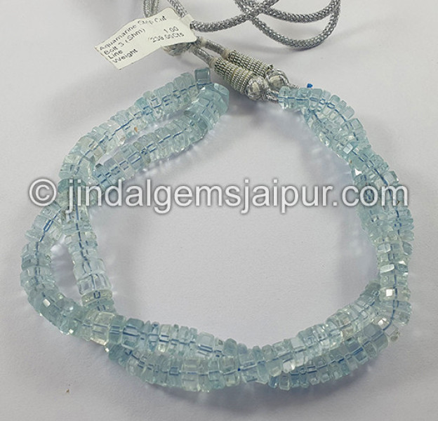 Aquamarine Step Cut Bolt Shape Beads