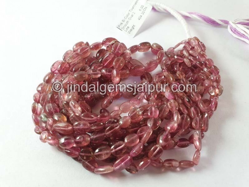 Pink Bi Color Tourmaline Smooth Oval Beads