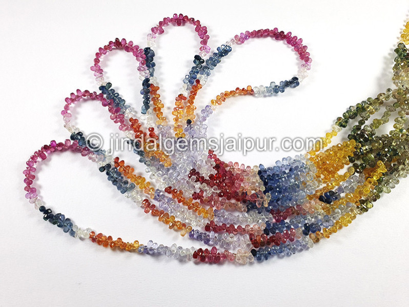Multi Sapphire Faceted Drops Shape Beads