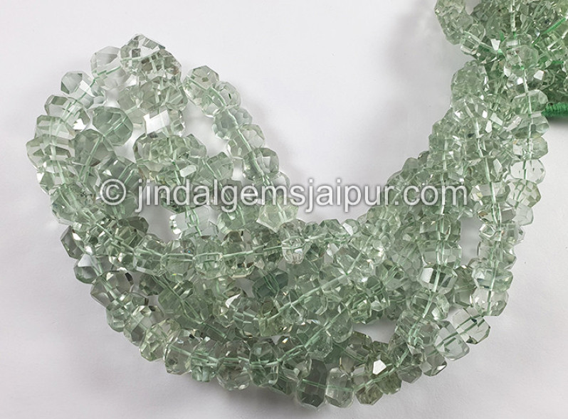 Green Amethyst Faceted Irregular Roundelle Beads