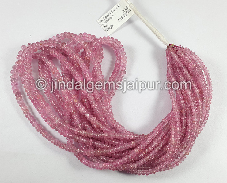 Pink Spinel Smooth Roundelle Shape Beads