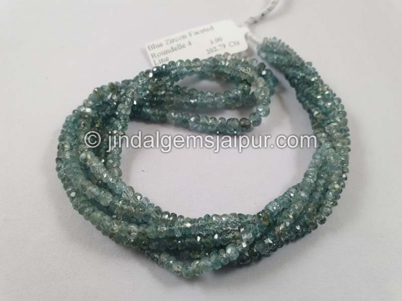 Natural Blue Zircon Shaded Faceted Roundelle Beads