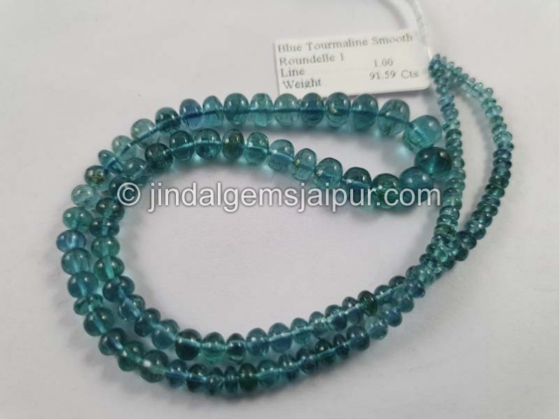 Blue Tourmaline Smooth Roundelle Beads