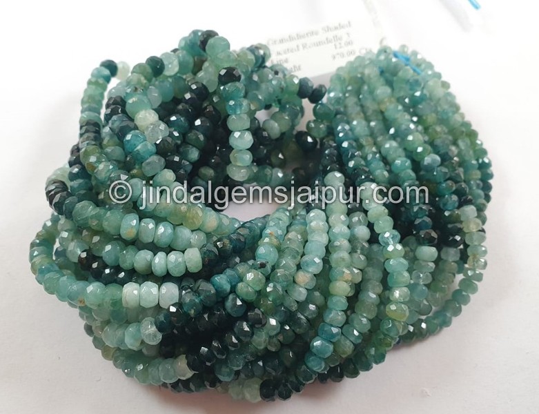 Grandidierite Shaded Faceted Roundelle Beads