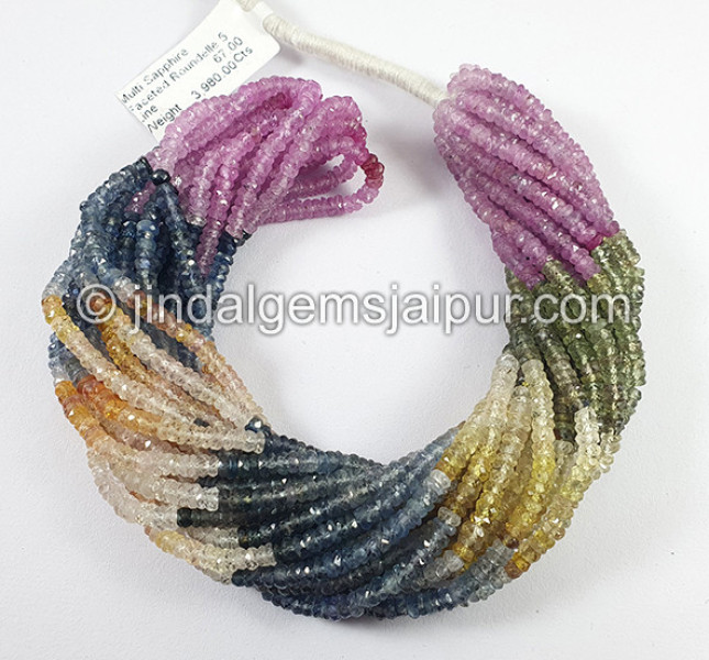 Multi Sapphire Faceted Roundelle Shape Beads
