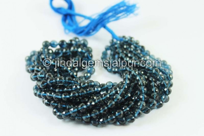 London Blue Topaz Faceted Round Beads