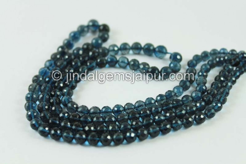 London Blue Topaz Faceted Round Beads