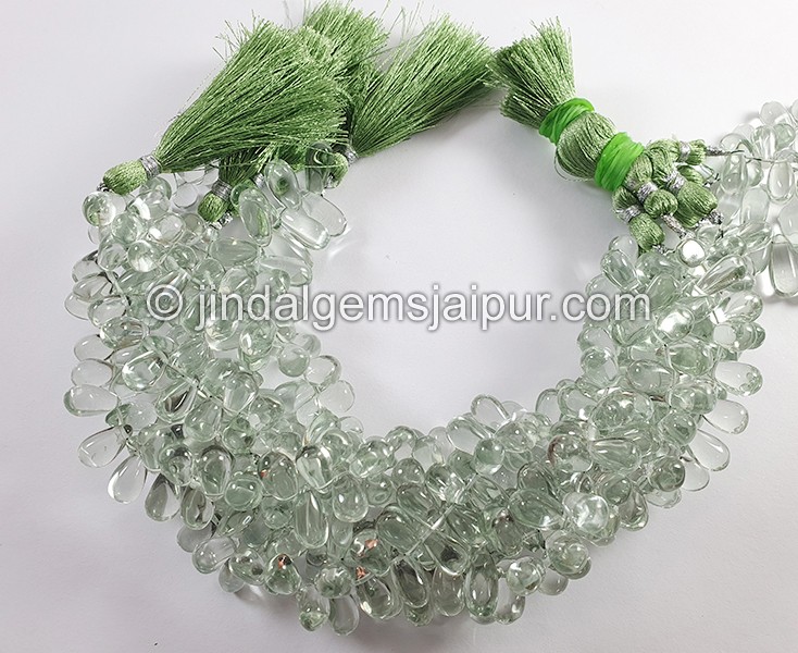 Green Amethyst Smooth Drops Shape Small Beads
