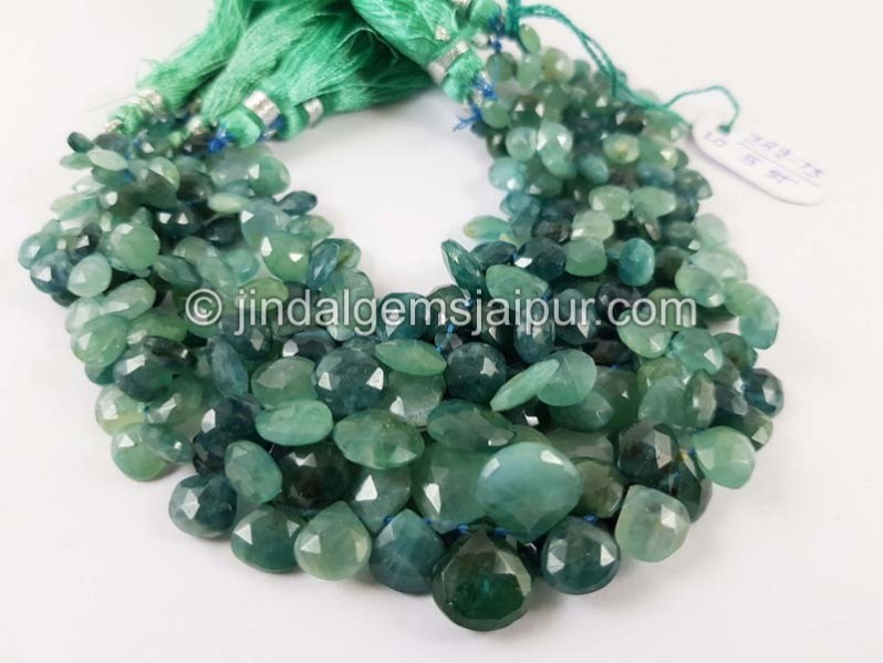 Grandidierite Shaded Faceted Heart Beads