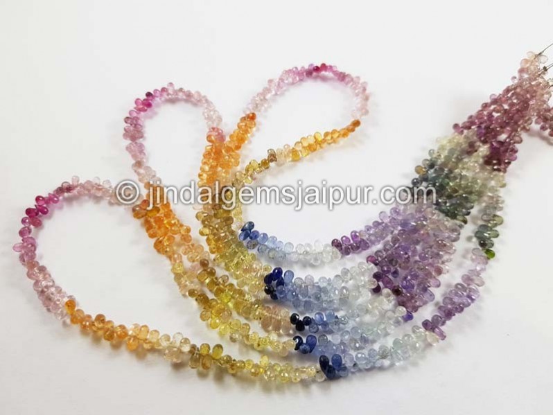 Multi Sapphire Faceted Drops Beads