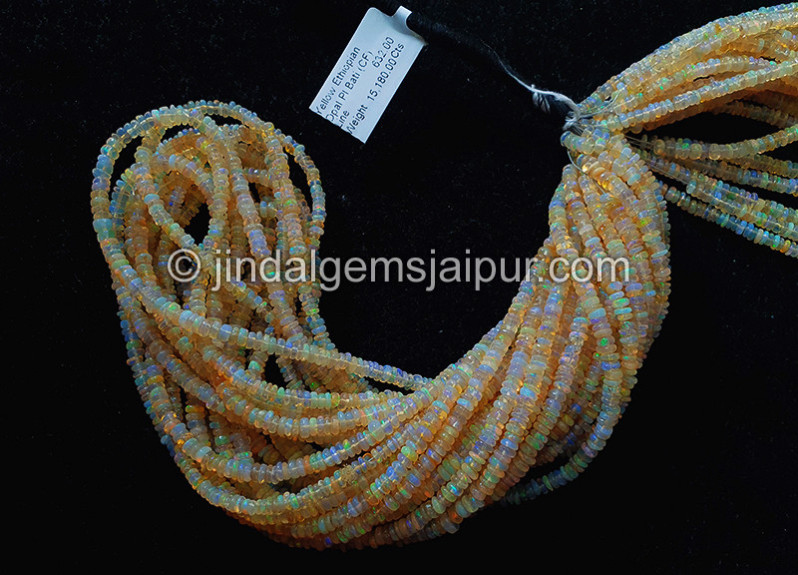 Yellow Ethiopian Opal Smooth Roundelle Shape Beads
