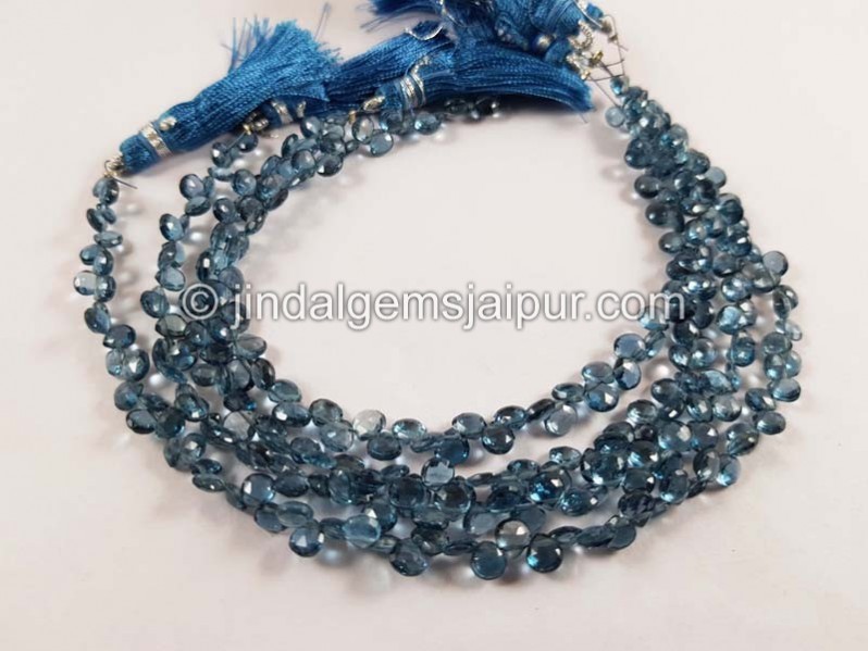 London Blue Topaz Faceted Heart Beads