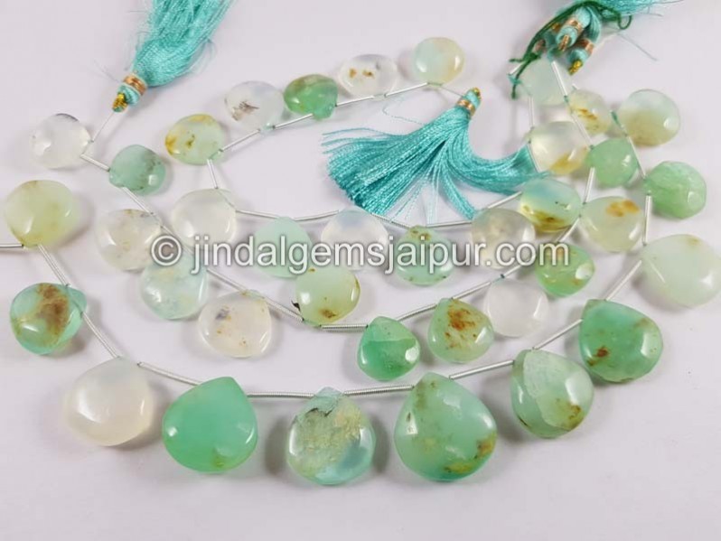 Natural Peruvian Opal Smooth Heart Beads